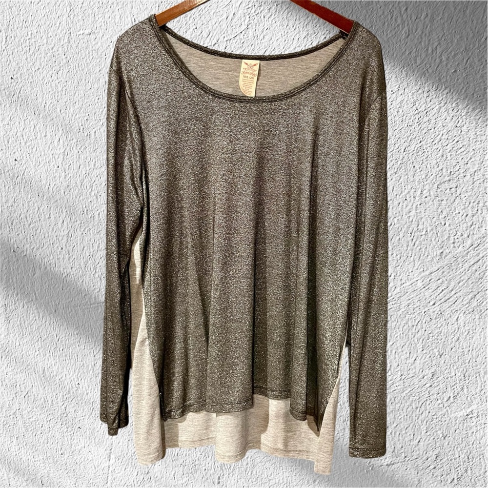 Faded Glory Silver Shimmer Long Sleeve Shirt